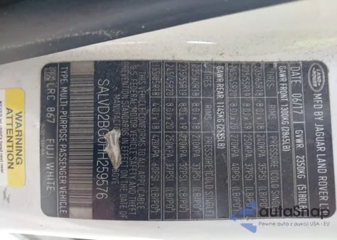 2017 Land Rover Range Rover Evoque Hse Dynamic from USA, damaged, VIN SALVD2BG0HH259576